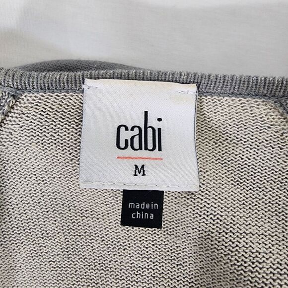 Cabi Cardigan Sweater Womens Size Medium Open Front Waterfall Pocket Sage 5132 - Picture 7 of 9